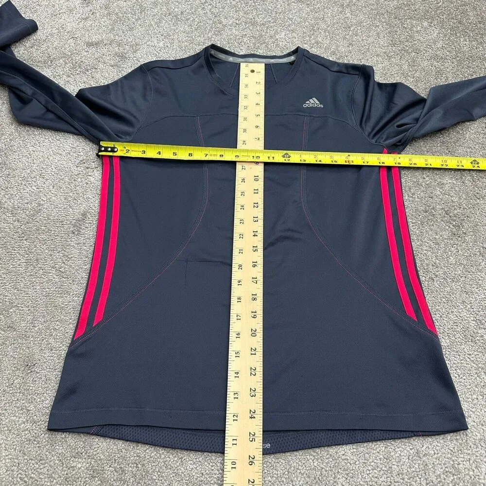 Adidas Climalite Response Active Top Womens Large Blue Round Neck Long Sleeve